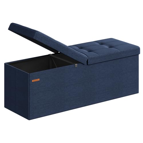 43.3 Inches Storage Ottoman (Midnight Blue / 15"D x 43"W x 15"H (with Flipping Lid))