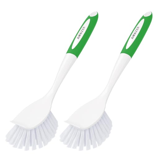 Dish Brush with Handle (Green+green / 2 Pack)