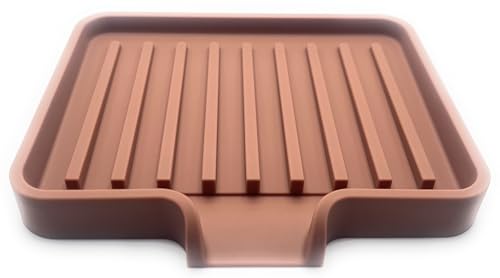 Silicone Soap Dish Tray and Sponge Holder with Drain Chute (2 Count)