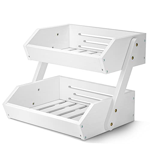 2 Tier Fruit Basket for Kitchen Counter (White / 2-Tier)