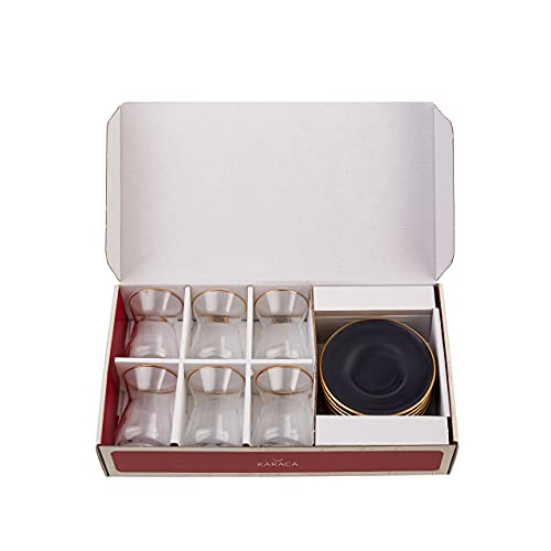 Turkish Tea Glasses Set for 6 (Small / Retro Anthracite)