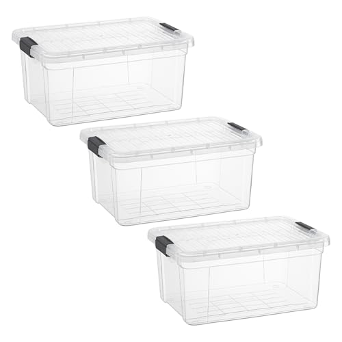 11 Quart Clear Plastic Storage Boxes with Lids (11 Quart)