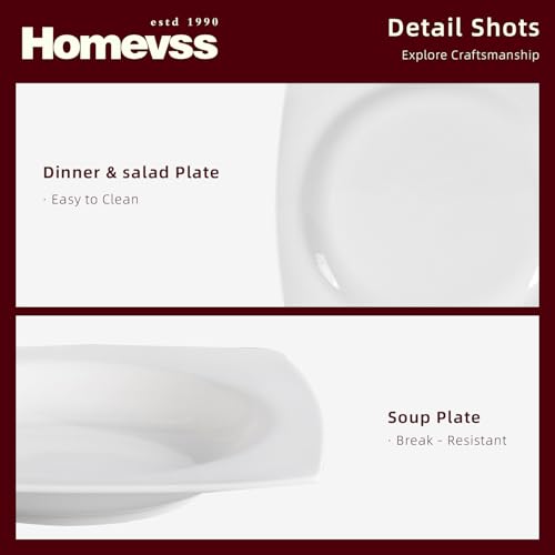 Bone China Rim Square 20pc Dinnerware Set (Square Rim / Service for 4 - 20pc Set)