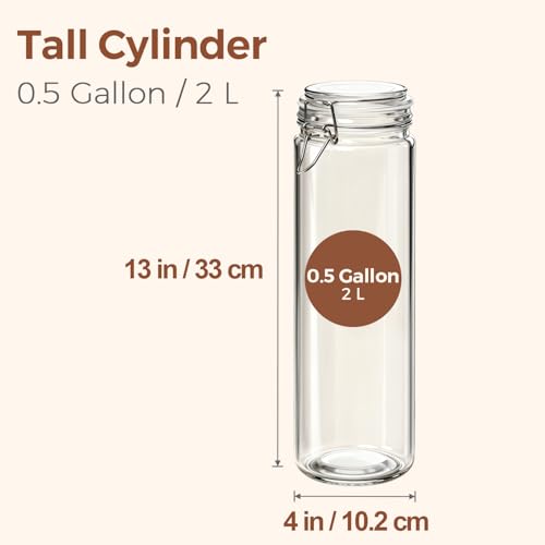 Tall Glass Pasta Containers with Airtight Lids 68 oz 3 Pack Canister (68 fl oz x 3 - Tall)