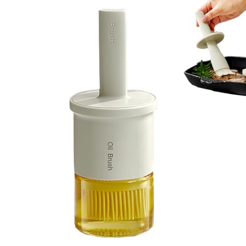 Glass Oil Dispenser with Heat Resistant Brush (Oil Dispenser-White)