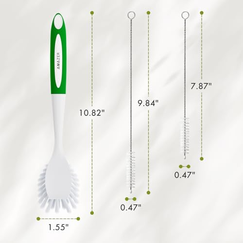 Dish Brush with Handle (Green+green / 4 Pack)
