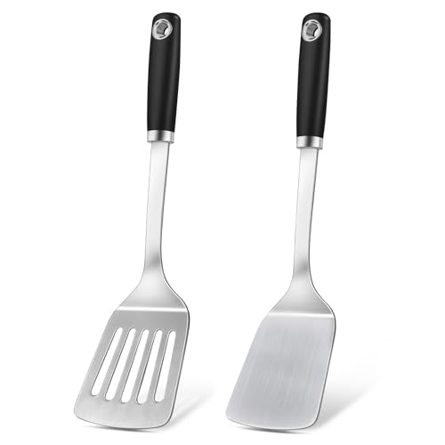 2 Pcs Silicone Stainless Steel Spatulas Set (2PC -Silicone Spatula)