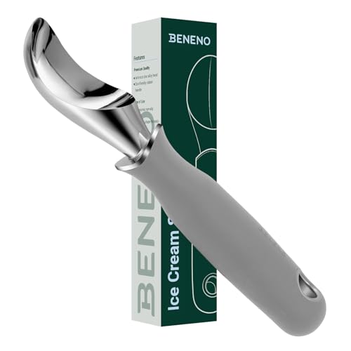 Premium Heavy Duty Ice Cream Scoop with Ergonomic Grip Handle (Gray)