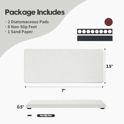 2PCS 7"x3.5" Water Absorbing Bathroom Sink Vanity Trays (2 Pack - Natural White / 7" x 3.5")
