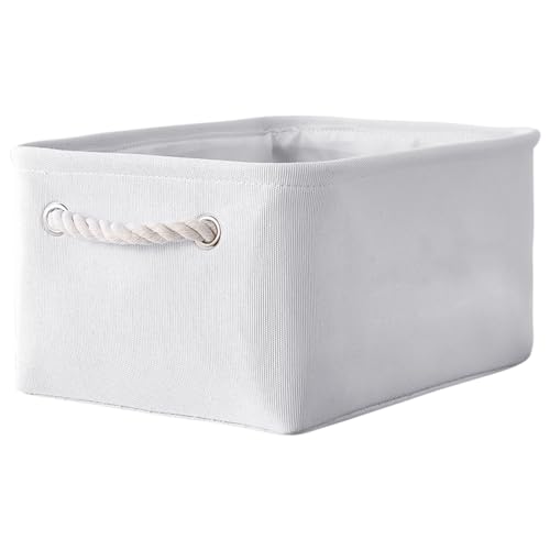 Decorative Basket for Organizing (White Color / Medium -13.8Lx9.8Wx6.7H)