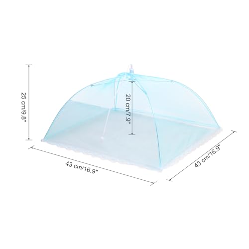 3 Pcs Large and Tall Food Covers 17" Mesh Food Covers for Outdoors Collapsible Food Protector Covers Tent for Parties Outdoor Picnics BBQs (17" / Blue)
