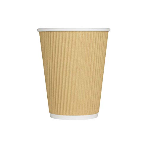 12 oz Ripple Insulated Coffee Cup [500 Count] Disposable Paper Hot Cup (12 OZ / Brown)