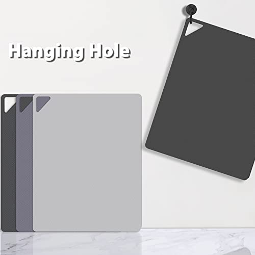 Flexible Plastic Cutting Boards for Kitchen (Multi Grey - Large - 3)