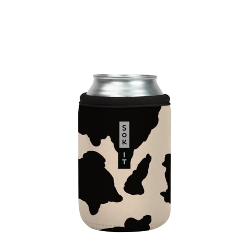 CanSok Sleeve for Beer & Soda Insulated Neoprene Cover (Cow Print / 12oz Can Sleeve)