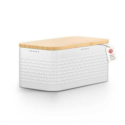 Bread Box for Kitchen Countertop (Pure White)