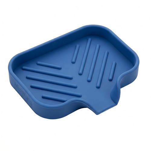 Silicone Soap Dish with Drain Spout (Lichen Blue / S(4.9"×3.2"))
