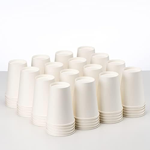 12 oz 100 Pack White Disposable Paper Coffee Cups (White / 12 oz)