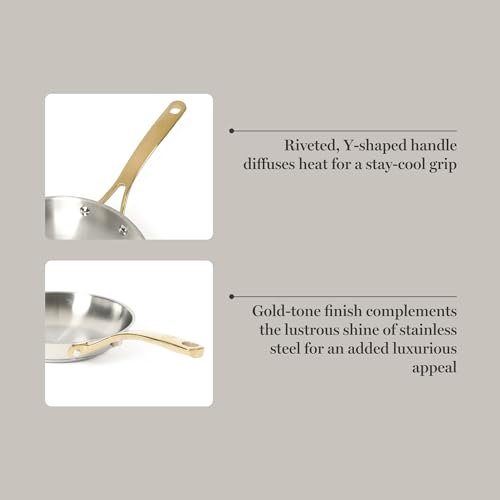 Castelle 8 Inch Stainless Steel Frying Pan with Gold (Stainless Steel W/ Gold Handle / 8" Frying Pan)