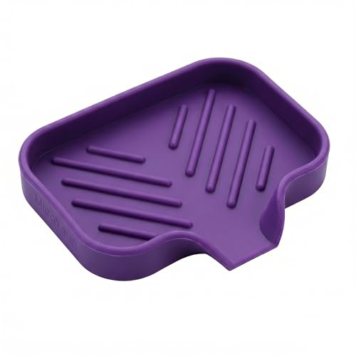 Silicone Soap Dish with Drain Spout (Purple / S(4.9"×3.2"))