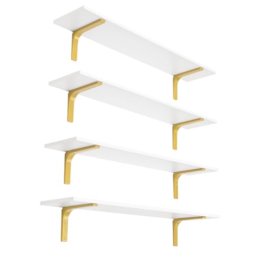 Long Wall Shelves (White and Gold / 39.4 Inch)