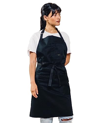 Daily Cotton Kitchen Apron for Cooking (Black)