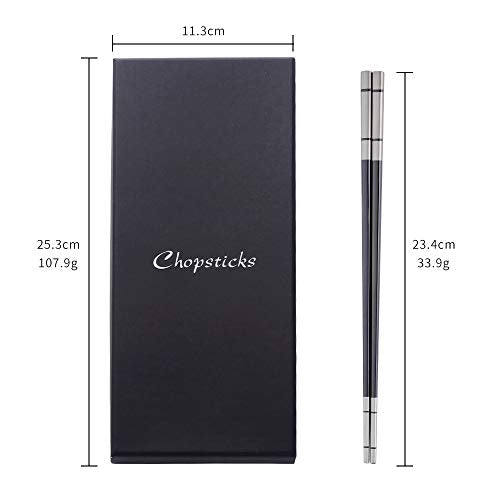 5 Pair Black Stainless Steel Chopsticks (nice black)