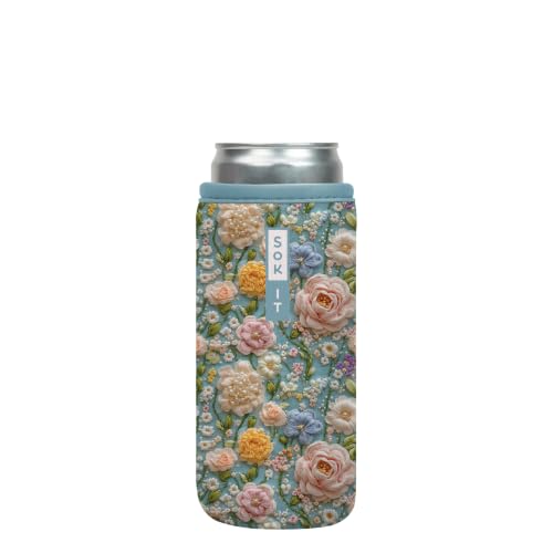 CanSok Sleeve for Beer & Soda Insulated Neoprene Cover (Garden of Pearls / 12oz Slim Can Sleeve)