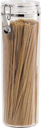 Tall Clear Plastic Canister with Clamp Lid (58-Fluid Ounce / Canister)
