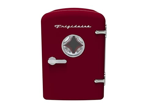 Retro 9 Can Mini Personal Fridge Portable Cooler for Car (Red)