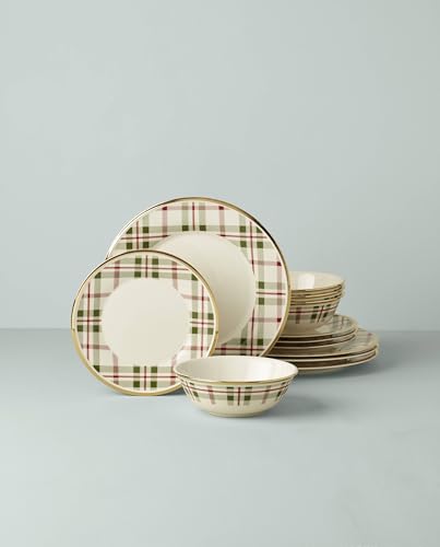 Holiday Plaid Porcelain 12 (12-Piece Dinnerware Set)