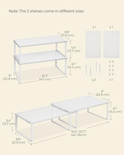Set of 2 Metal Spice Racks (White / 2 Tiers (9"D x 15.7"W))