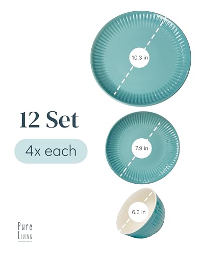 12 Piece Stoneware Dinnerware Set for 4 (Hygge / Green / Set for 4 (12pcs))