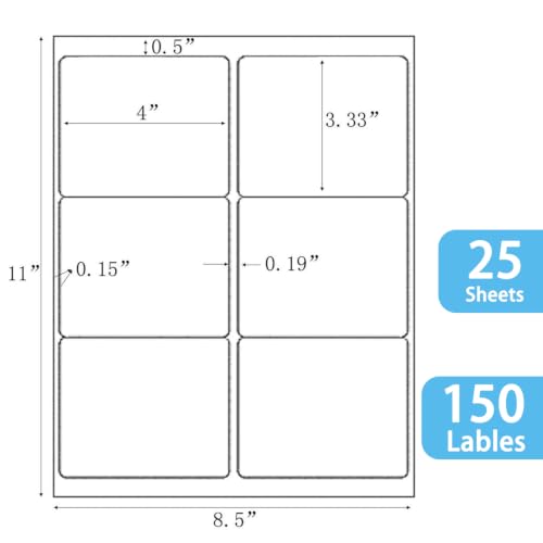 6 UP Shipping Labels (3-1/3" x 4" (6-UP) / 25 Sheets)
