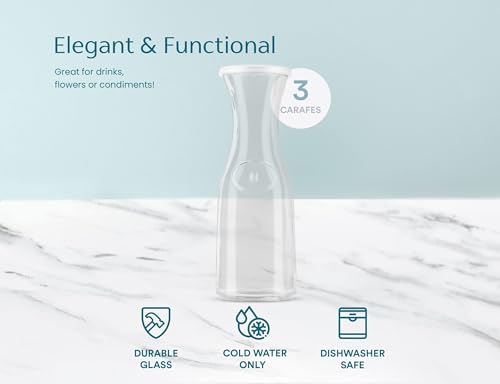 Glass Carafes with Lids (Set of 3, 1 Liter)