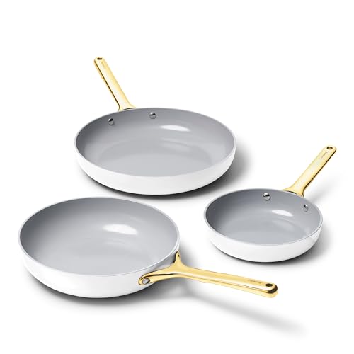Non Stick Ceramic Coated Fry Pan Trio (White / 3-pc Set)
