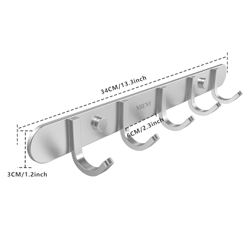 Coat Hook Rail Brushed Nickel 14 (5 Hooks)