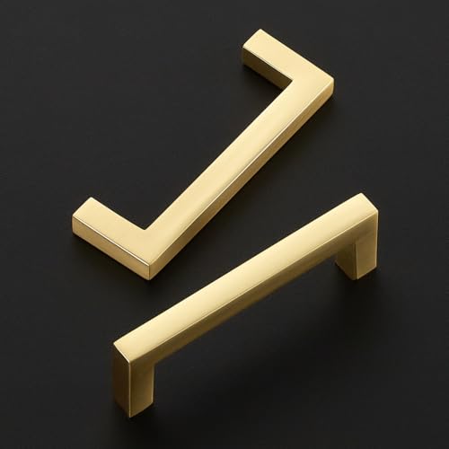 Brushed Gold Cabinet Handles Solid Cabinet Pulls 3 Inch CC (Brushed Gold / Flat Black 3'' Hole Center)
