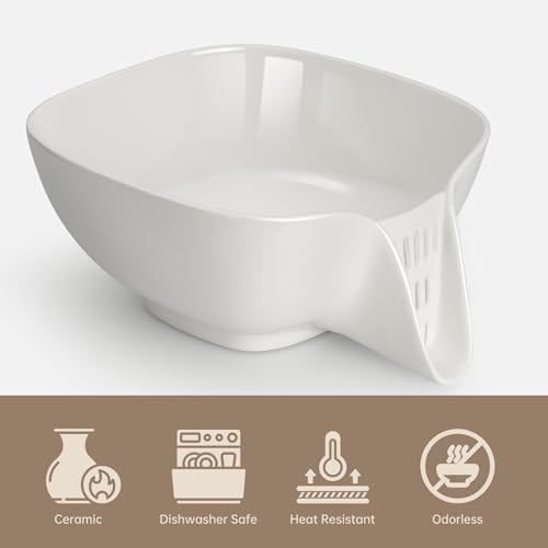 Multifunctional Ceramic Food Strainer with Integrated Drain Spout