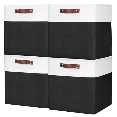 13x13 Cube Storage Bins (Black / Off-White / Cube - 13"x13"x13")