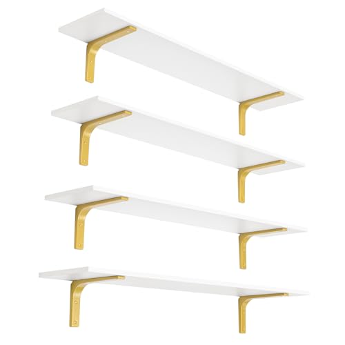 Long Wall Shelves (White and Gold / 47.3 Inch)