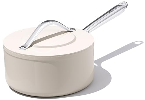 Premium Ceramic Sauce Pan with Lid (Cream)