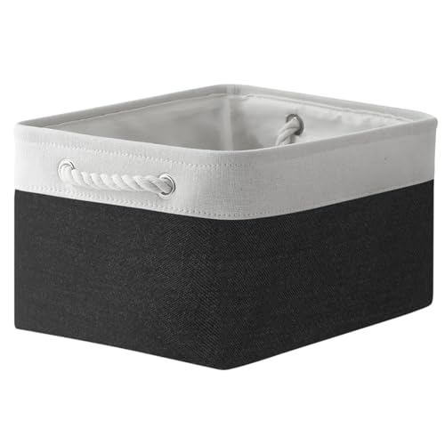 Storage Bins for Shelves (White & Black / Large - 15.7Lx11.8Wx8.3H)