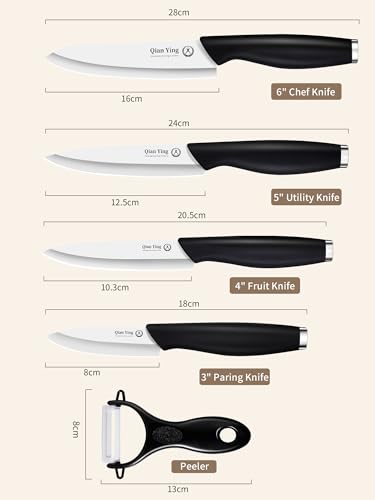 Ceramic Knife Set for Kitchen with Sheath (9 Count)