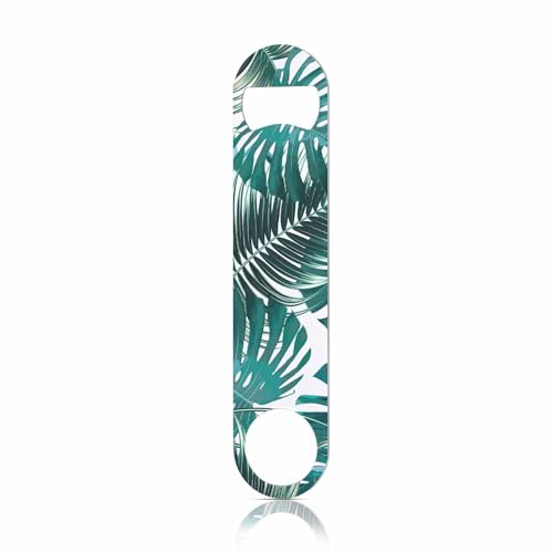 Tropical Palm Leaves Stainless Steel Bottle Opener Jungle Leaf Green Nature Plant Exotic Flat Beer Bottle Opener Keychain for Home Kitchen Bar Restaurant Party Birthday Gift (Tropical Palm Leaves)