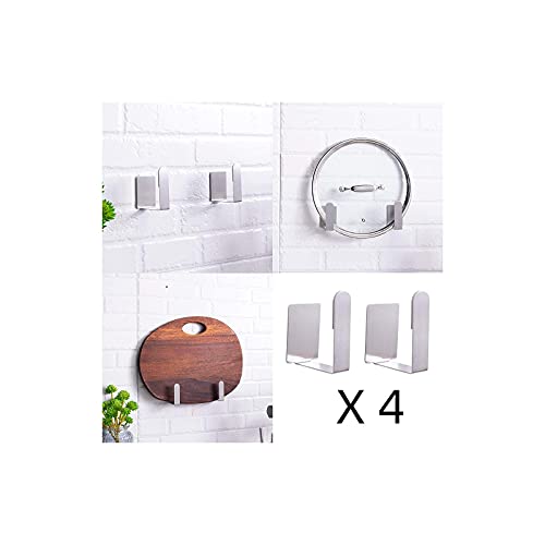 Pot Lid Holder Stainless Steel Wall Mounted 3M Self Adhesive Pan Cover Racks (Silver)