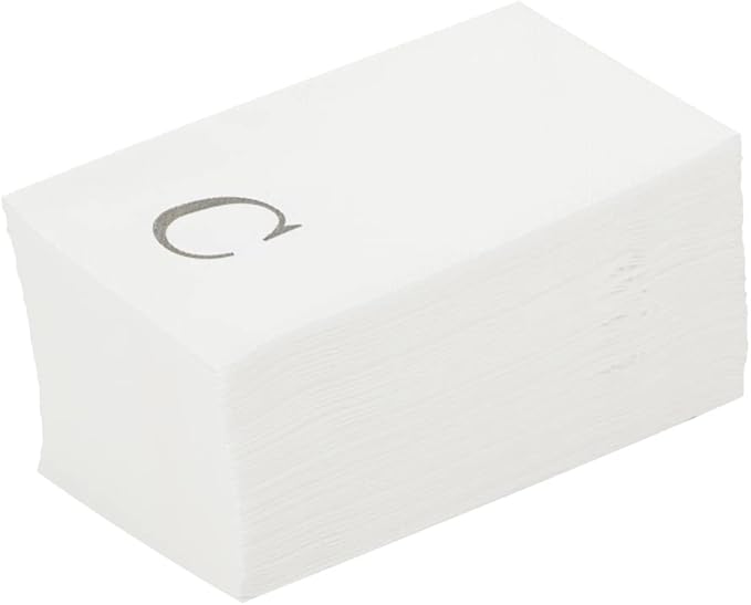 Luxenap 15.8 X 7.9 Inch Linen-Feel Guest Towels, 2000 Lettered Hand Towels - Silver Letter 'C', Sans Serif Font, White Paper Dinner Napkins, airlaid, For Restrooms And Tables - Restaurantware