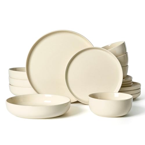 Milkyway 16 Piece Dinnerware Set with Pasta Bowls (Almond Milk / Service for 4 (Include Pasta Bowls))