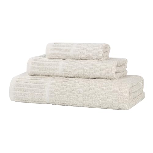 Juno Viscose Cotton Blend Medium Weight Towels (3 Piece Towel Set / Beige)