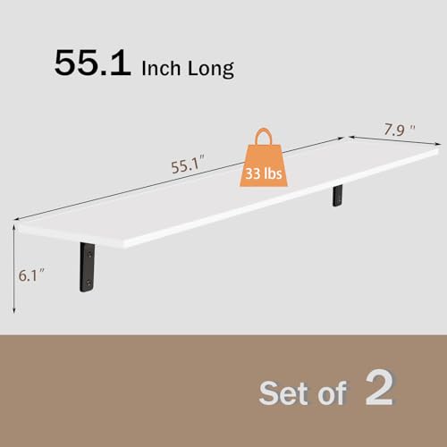 Long Wall Shelves (White / 55.1 Inch)