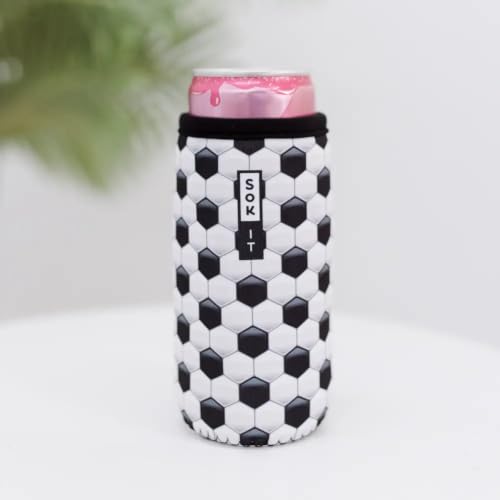 CanSok Sleeve for Beer & Soda Insulated Neoprene Cover (Soccer / 12oz Slim Can Sleeve)